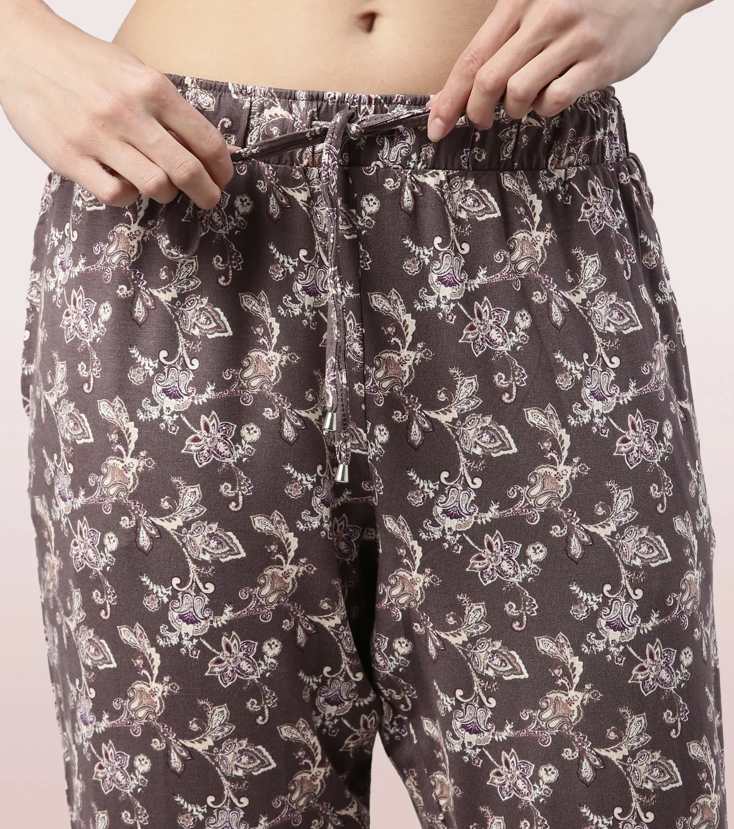 Shop-In Pants - Tapered Lounge Pants With Self Fabric Drawstring With Metal Ends