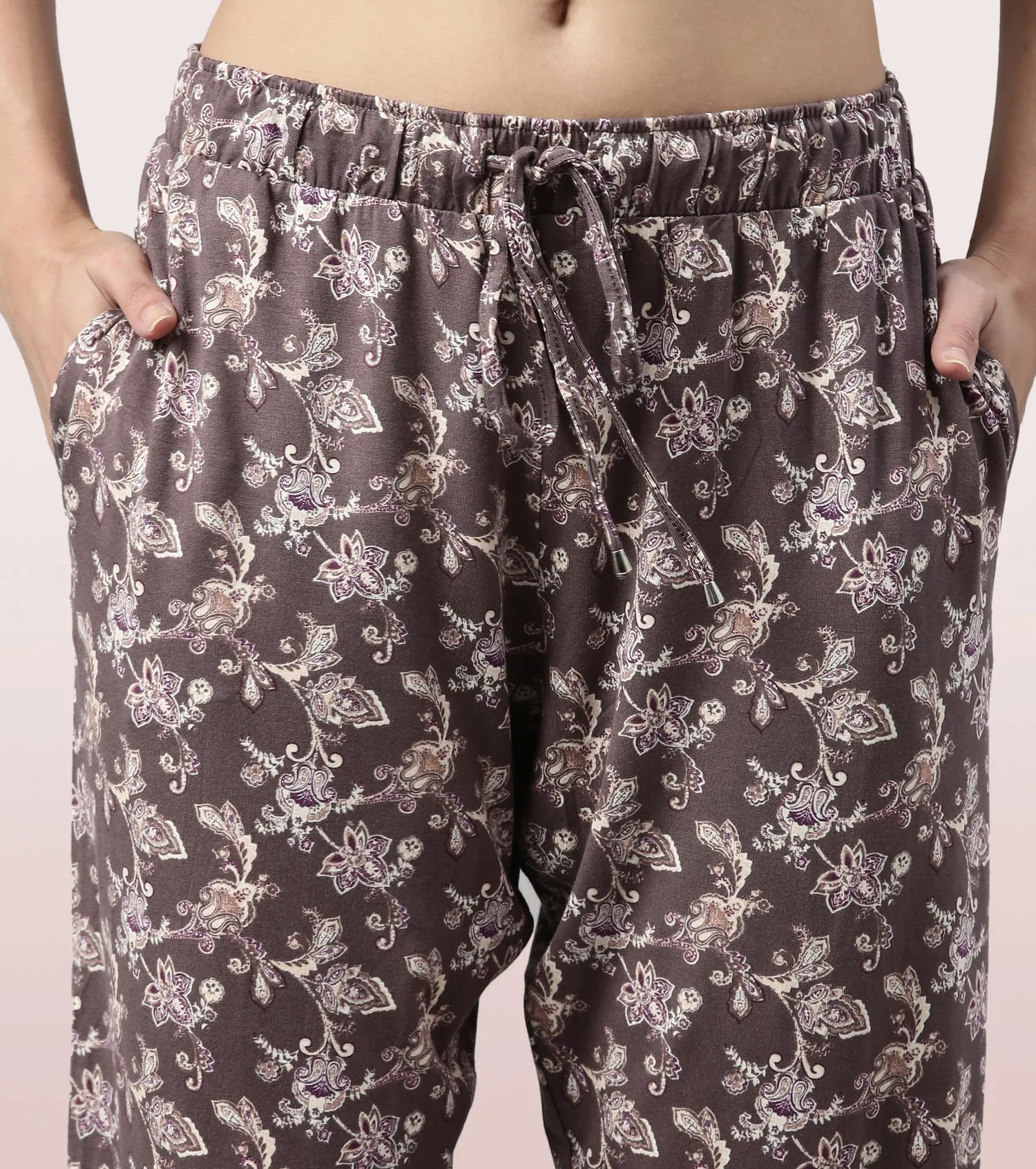 Shop-In Pants - Tapered Lounge Pants With Self Fabric Drawstring With Metal Ends