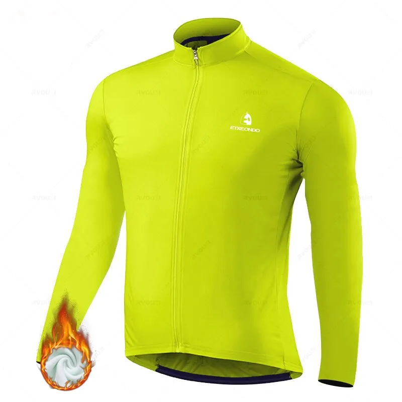 Solid Color Winter Fleece Cycling Jersey Set