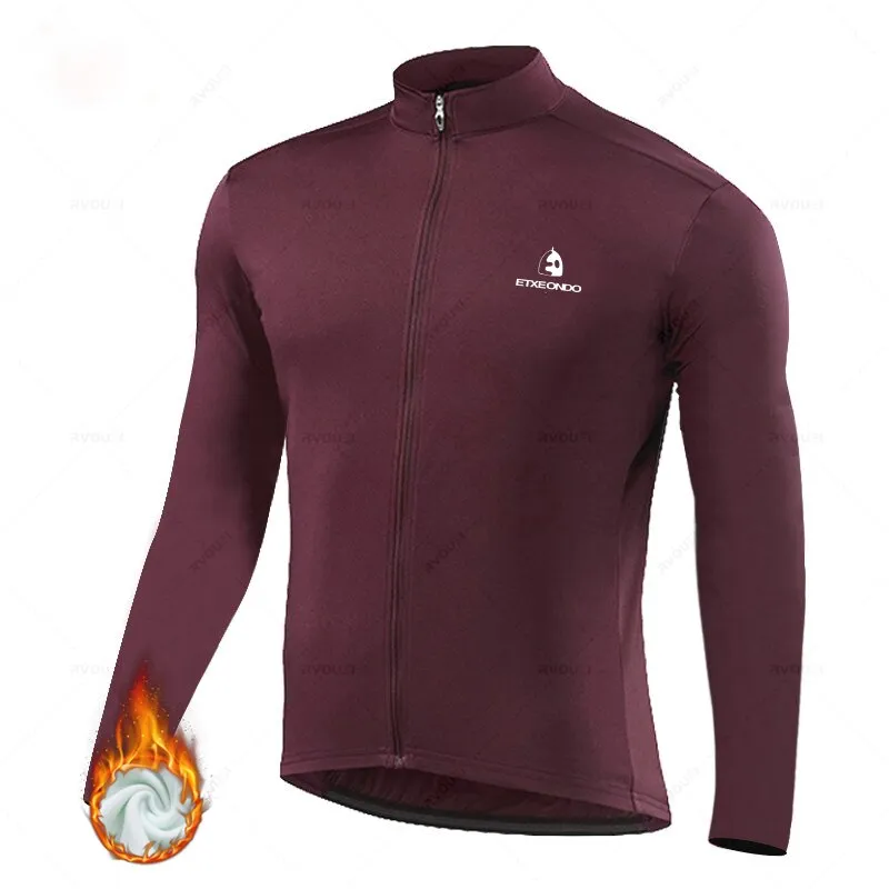 Solid Color Winter Fleece Cycling Jersey Set