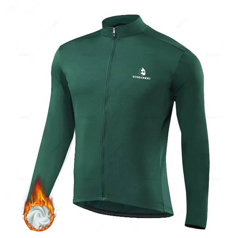 Solid Color Winter Fleece Cycling Jersey Set