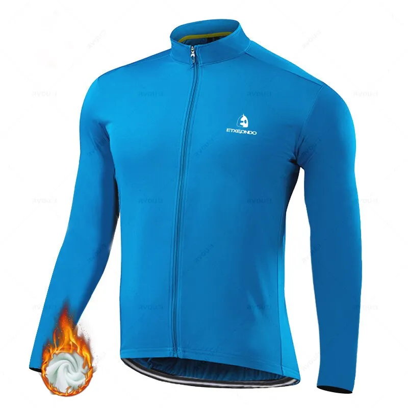 Solid Color Winter Fleece Cycling Jersey Set