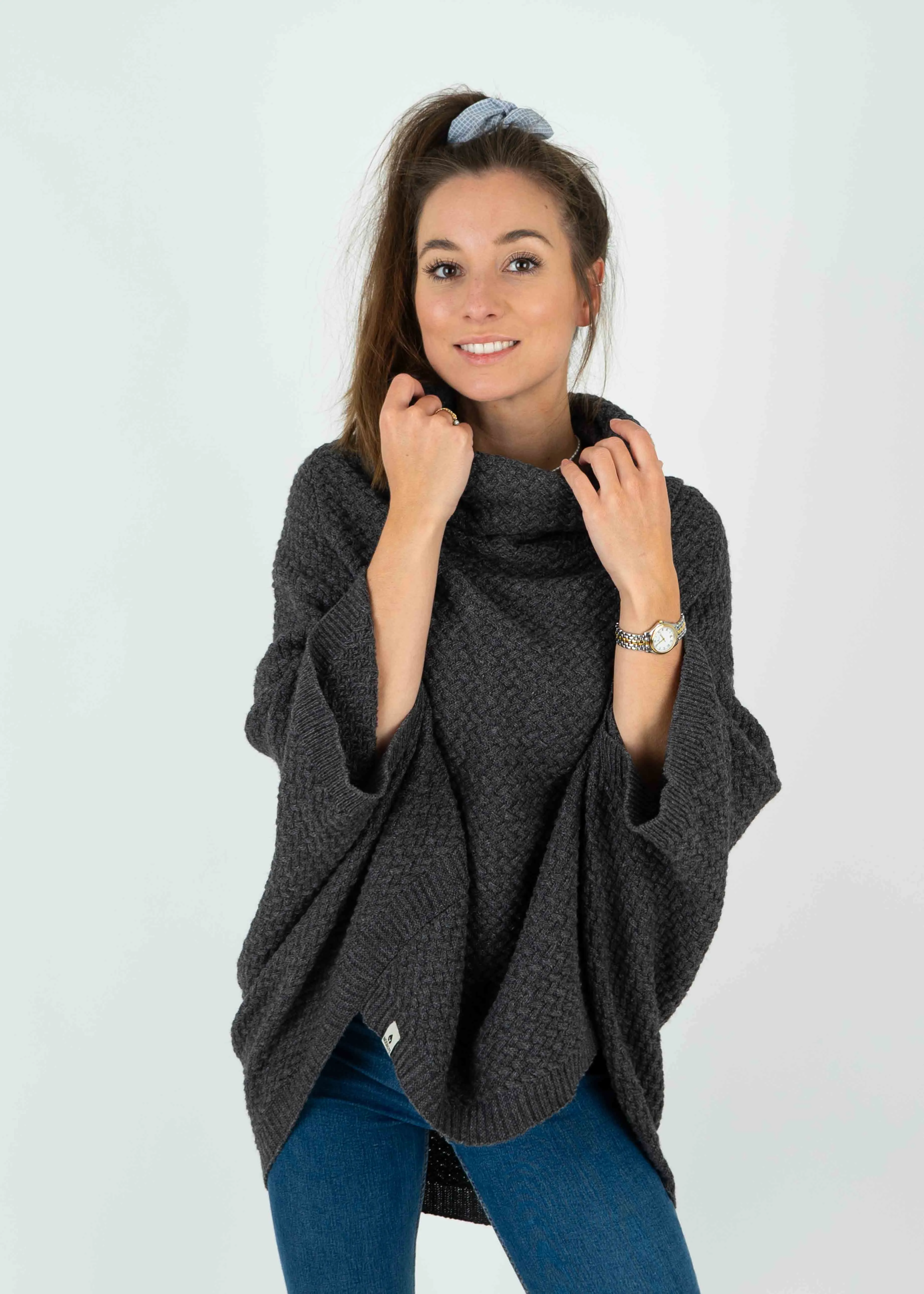 Strick-Poncho MUUS Anthracite