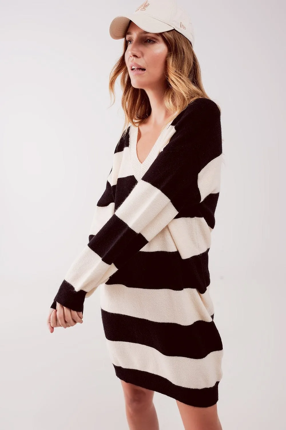 Stripe Jumper Dress In Black