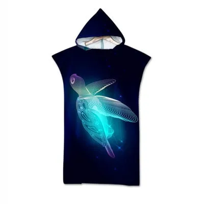 Summer Holiday Swimming Pool Beach Towel Microfiber Changing Robe Cloak Ocean Series Bathrobe Hooded Surf Poncho Towel Wetsuit