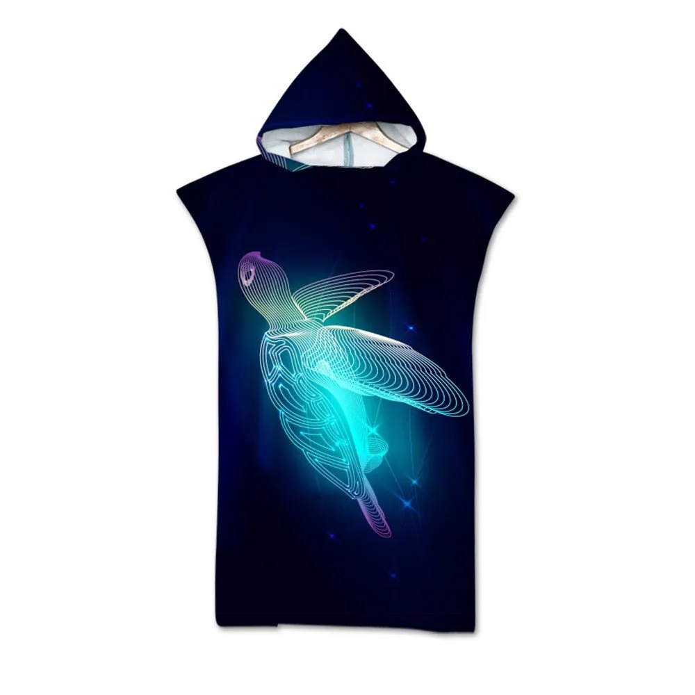 Summer Holiday Swimming Pool Beach Towel Microfiber Changing Robe Cloak Ocean Series Bathrobe Hooded Surf Poncho Towel Wetsuit