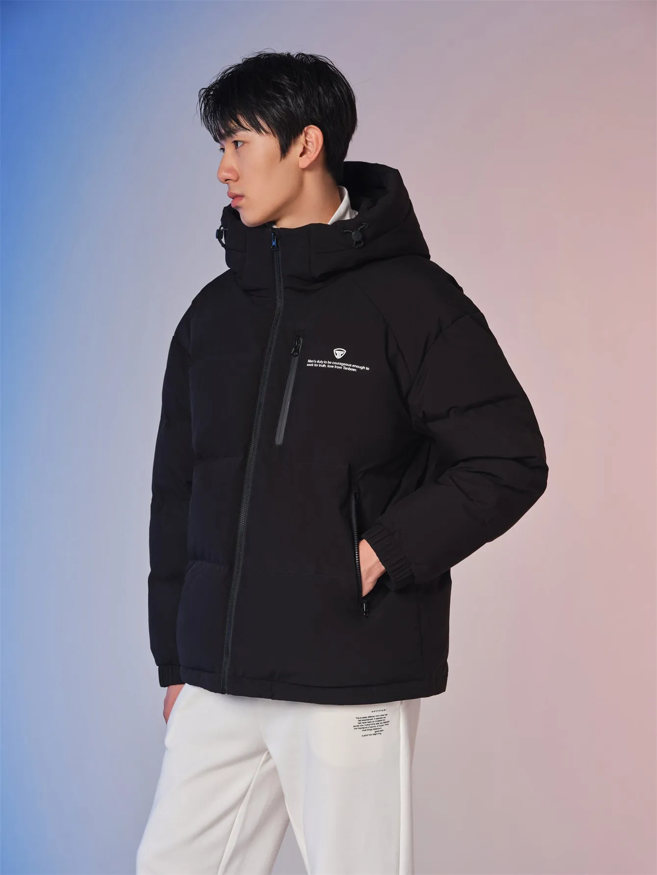 TANBOER Men's Hooded Fluffy Thickened Puffer Down Jacket