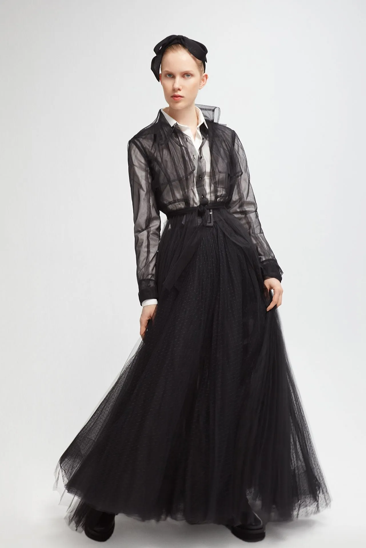 Two-Cut Shirt with Tulle Skirt and Tulle Coat
