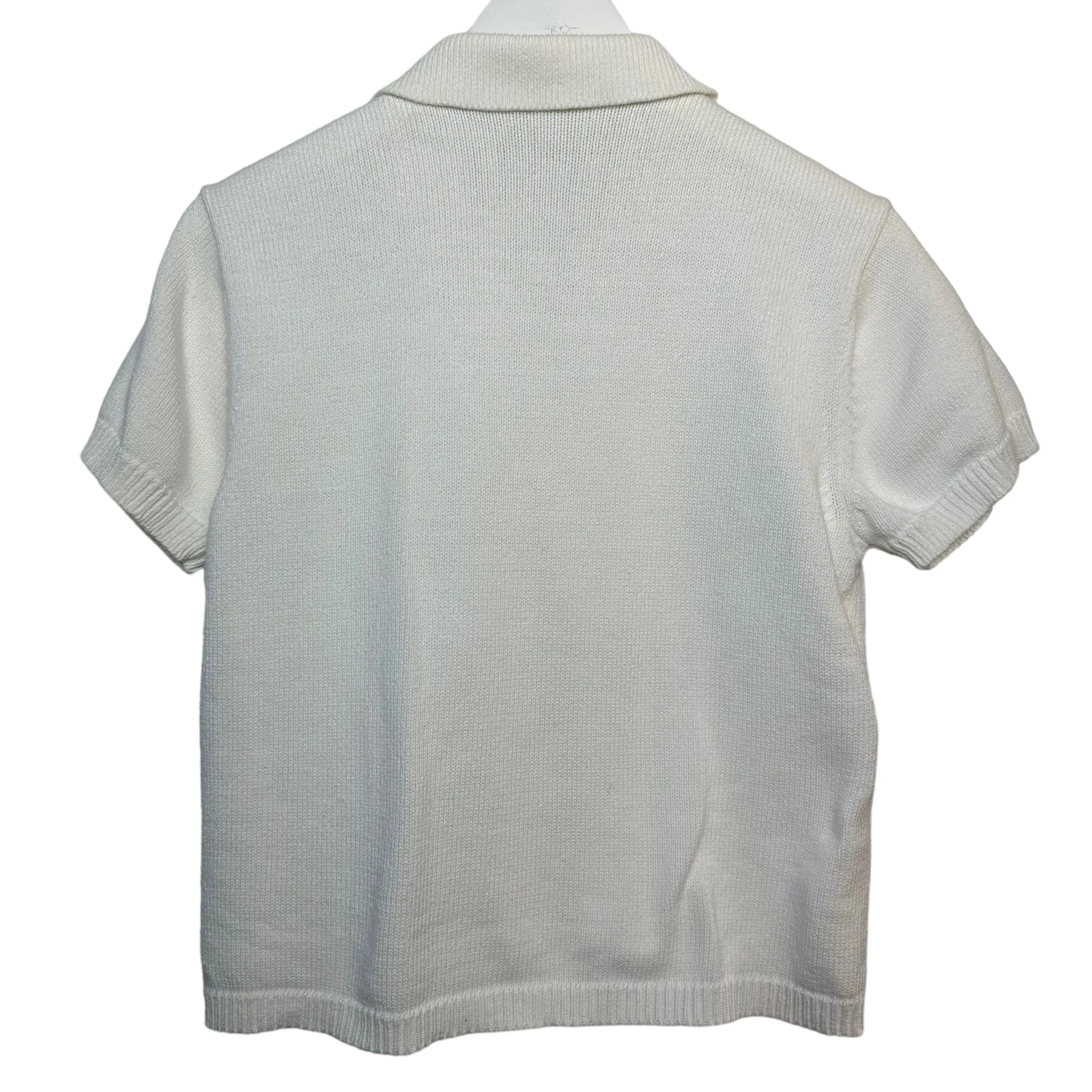 Vintage Liz Claiborne Knit Polo Sweater Cardigan Cropped White Small Petite