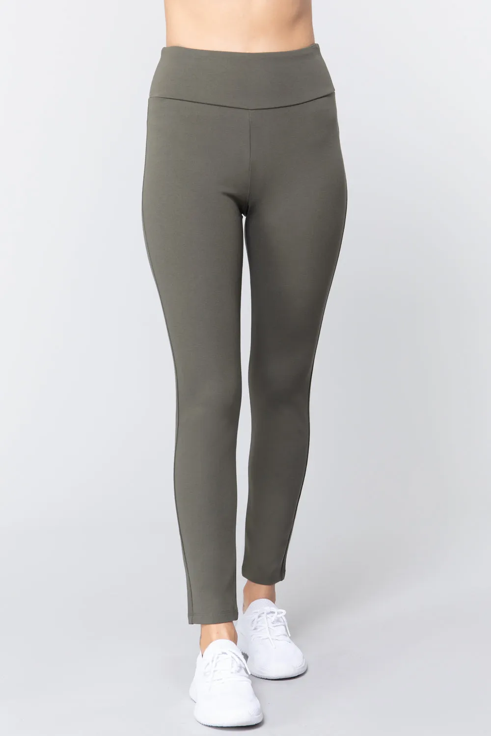 WAIST BAND LONG PONTE PANTS