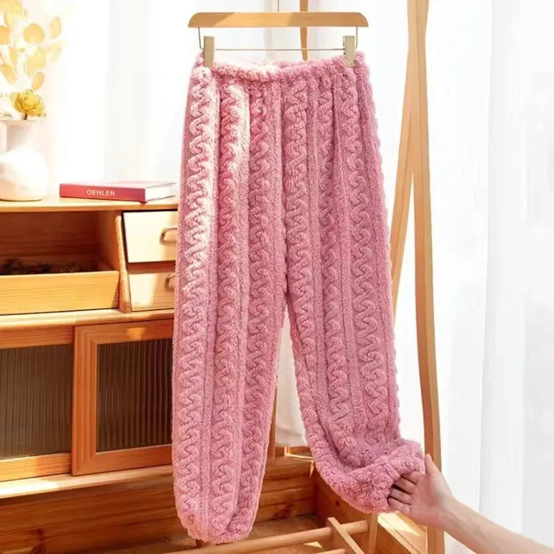 Women's 2-Piece Velvet Pajama Set:  Thicken Ribbed Fleece Pullover & Pants | Warm Loungewear for Autumn Winter - Warm Gift for Her