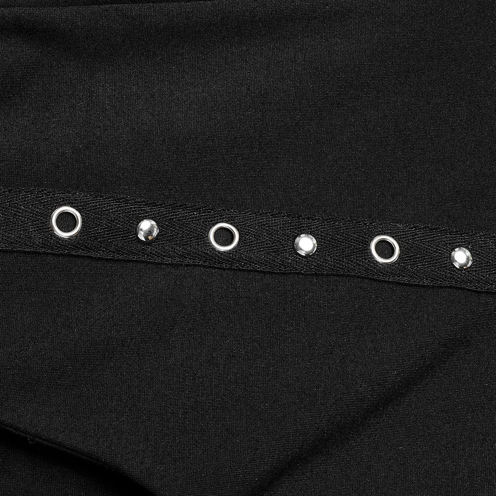 Women's Punk Eyelet Leggings with Faux Leather Leg Warmers