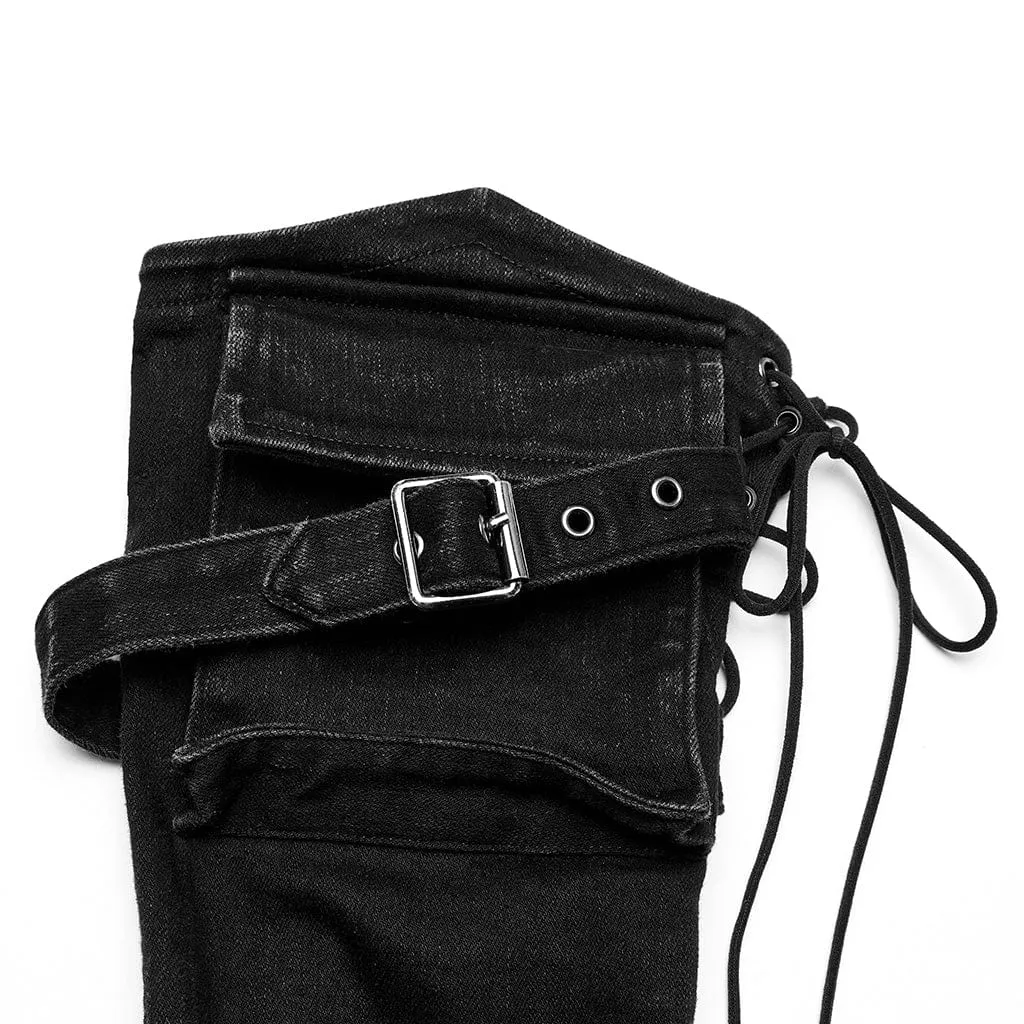 Women's Punk Strappy Big-pocket Irregular Leg Warmers