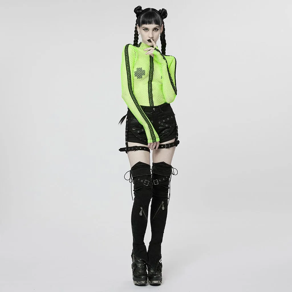 Women's Punk Strappy Big-pocket Irregular Leg Warmers