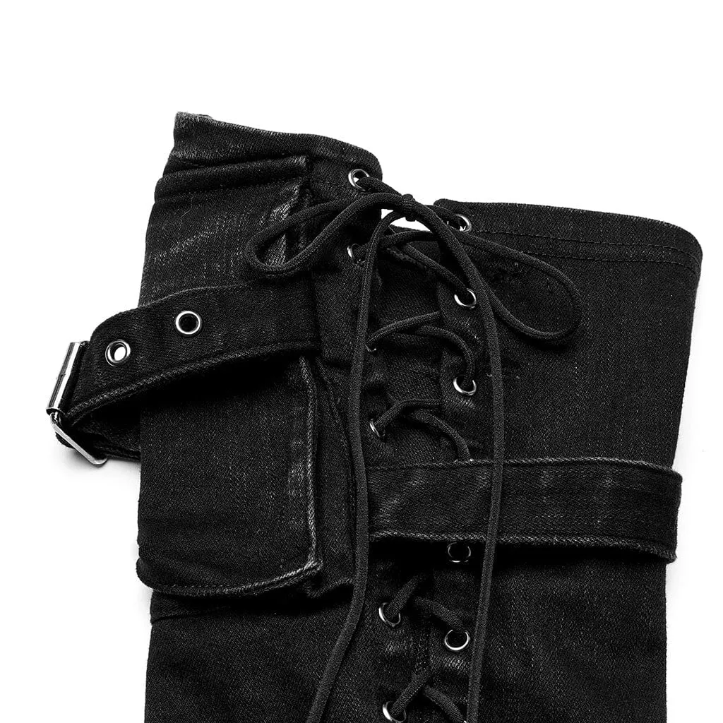Women's Punk Strappy Big-pocket Irregular Leg Warmers