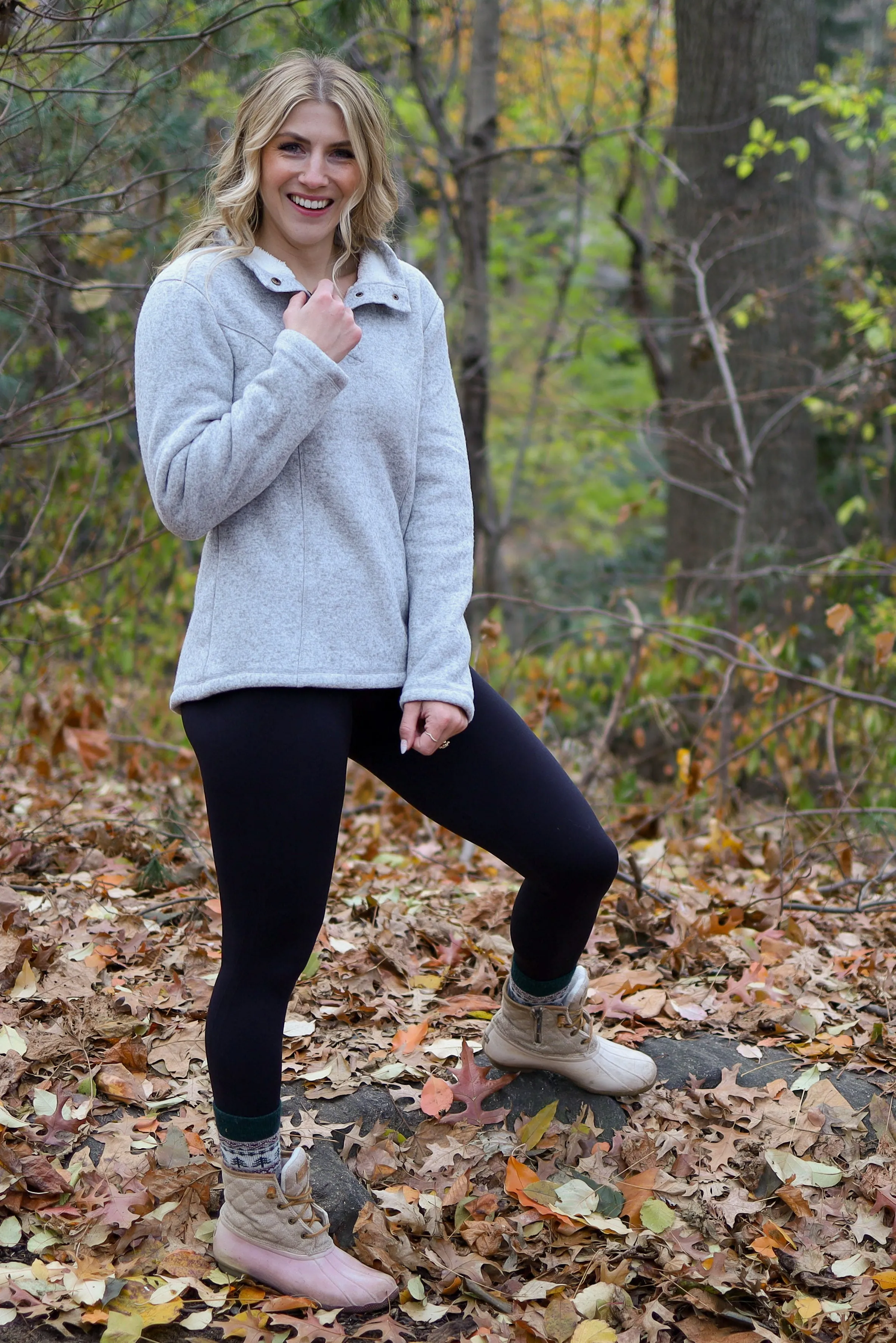 Zena Sherpa Lined Henley Sweater